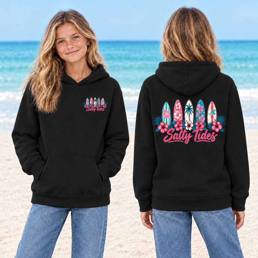 Corrected black Youth Surfboards hoodie