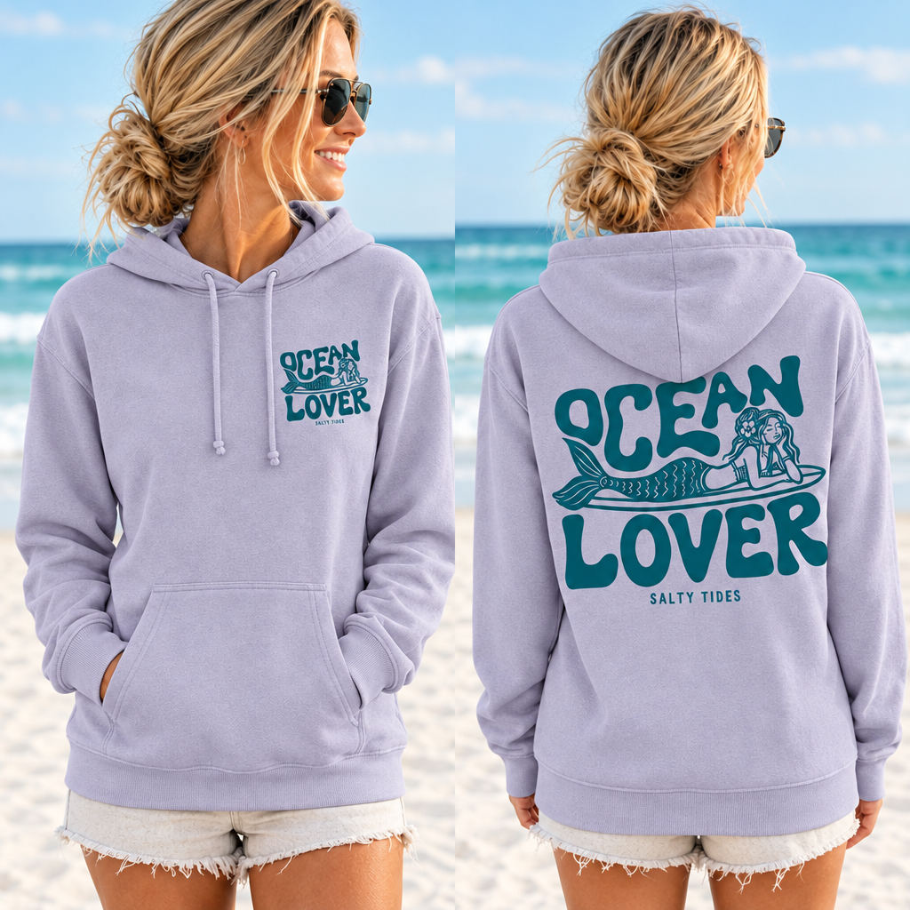 Ocean Lover hoodie matching the Mermaids and Margaritas purple