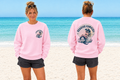 Seaside Cowgirl pink crewneck front and back together