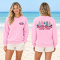 Women’s Surfboards crewneck on a model
